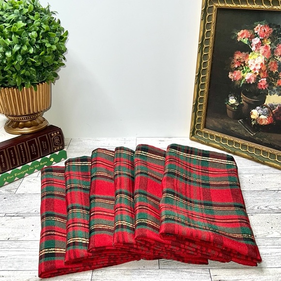 Vintage Dining Red Tartan Plaid Christmas Napkins Set Of 6 Poshmark